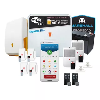 Kit Alarma Marshall 4 4g Wifi Gprs Chip Full Perimetral