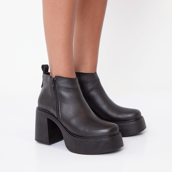 Botas Mujer Borcego Cuero Plataforma Negros Livianos Escocia