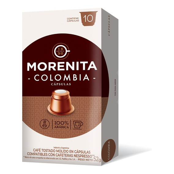 La Morenita Para Nespresso caja 10 cápsulas cafe Colombia