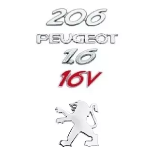 Emblema Peugeot+ 206+1.6+16v+leão Traseiro Kit 