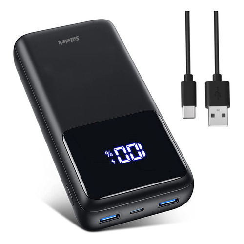 Power Bank 26800mah Saiviek S2023 Batería Externa 22.5w Carga Super Rápida Compatible Para Android,iPhone,cargador Portátil Pila Con Pantalla Led,banco De Energía Con 3 Salidas Tipo C Y Usb,negro