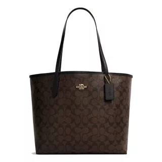 Bolsa Coach Original Dama City Tote Dark Brown Con Botón