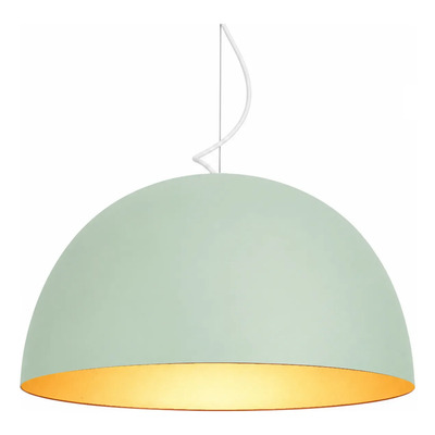 Ccolgante Campana 55cm Verde Pastel/cobre Apto Led  Blanco/cobre