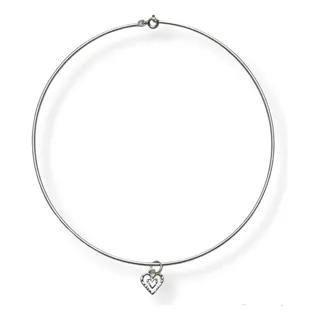 Collar Gargantilla Rigida Dije Corazón Con Corazón Plata 925