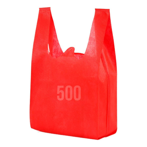 500 Bolsas Tnt Ecologica 50x30 Reciclable Rojo 40grs