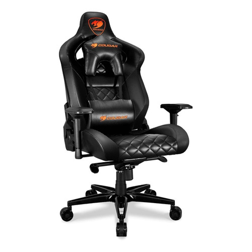 Silla de escritorio Cougar Armor Titan gamer ergonómica  negra con tapizado de cuero sintético