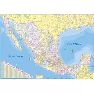 Mapa Mexico Mural Republica Mexicana 180cm X 125 Cm Sin Bari