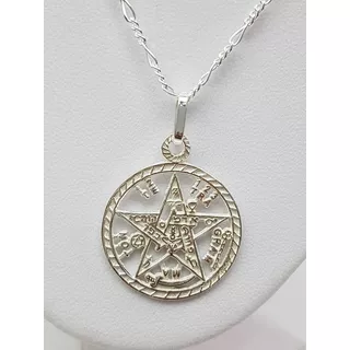 Dije De Tetragramaton Grande Plata Ley .925 Incluye Cadena