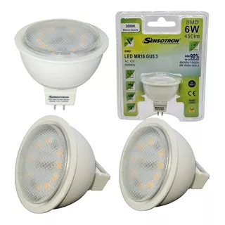 Kit 4 Lâmpadas Led 6w Smd Dicroica Mr16 Ac.12v Gu5.3 3000k Cor Da Luz Branco-quente 12v