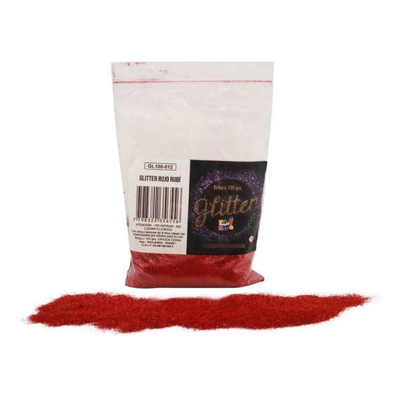 Glitter Gibre Givre Purpurina 100g Rojo Rubi