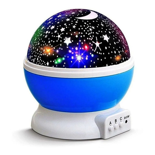 Velador Luz De Noche Proyector De Estrellas Recargable Gira Color de la estructura Azul(base)