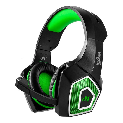 Auriculares gamer Nisuta NSAUG350 negro y verde