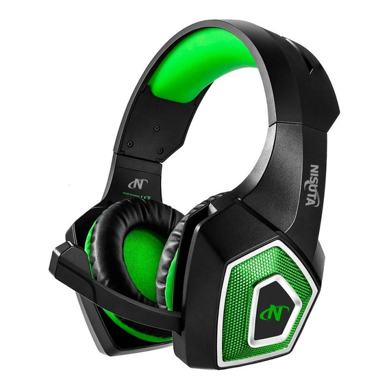 Auriculares gamer Nisuta NSAUG350 negro y verde