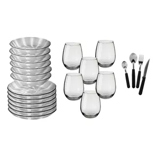 Set Vajilla Vaso Rigolleau Cubiertos Platos Galaxia