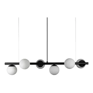 Lustre Pendente Figo 6 Globos Esfera De Vidro Âmbar - Preto