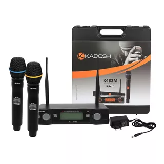 Microfone Kadosh Profissional Uhf Duplo K-482m K482m Ori Cor Preto