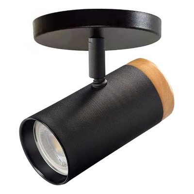 Aplique 1 Luz Negro Con Madera Apto Led Cabezal 3002 Movil 