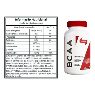 Aminofor Bcaa Vitafor 120 Capsulas Suplemento Alimentar B6 Sabor Sem Sabor