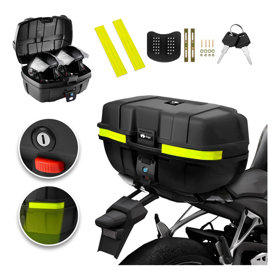 Caja Trasera Para Moto Cajuela 45 L Para 2 Cascos Con Llave