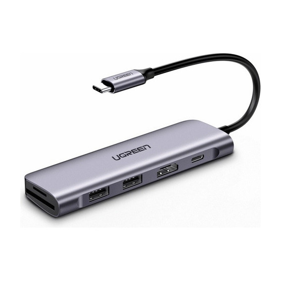 Hub 6 En 1 Usb C Ugreen Hdmi 4k 2usb 3.0 Sd/tf 100w Carga Pd