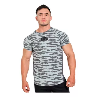 Camiseta Camuflaje Manga Ranglan Deportiva Hombre Fénix Fit