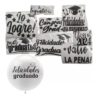 Viniles 24pz Decorativo Mi Graduacion Globo Burbuja Graduado