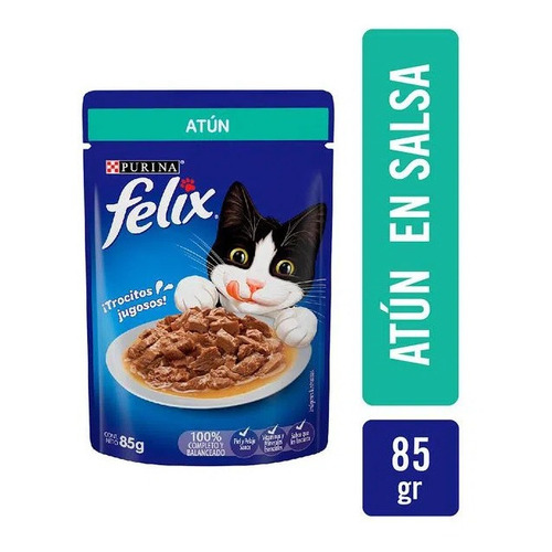 Alimento Felix Para Gato Adulto Sabor Atún En Sobre De 85g