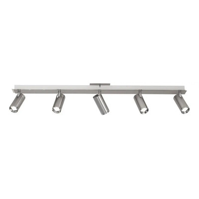 Aplique Barral Lampara Pared 5 Luces Led Direccionable Acero Plateado