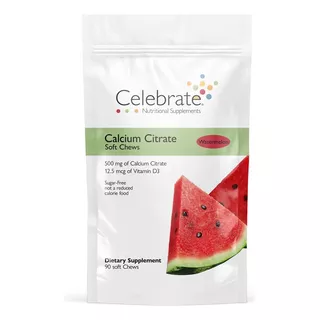 Celebrate Citrato Calcio Vitamina D3 Masticable Sandia Usa Sabor Sandía