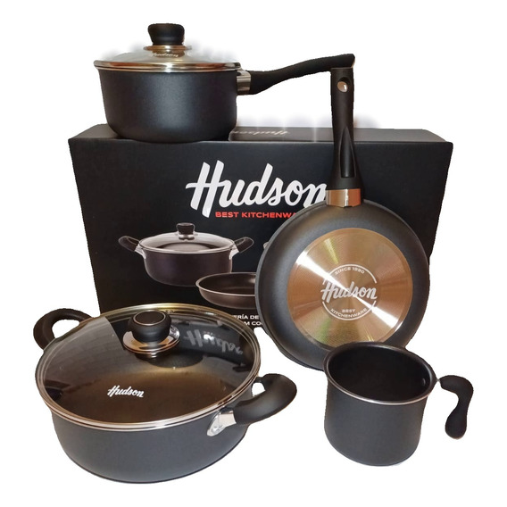 Batería Hudson Teflón 4 Capas Set Juego Cocina Ollas