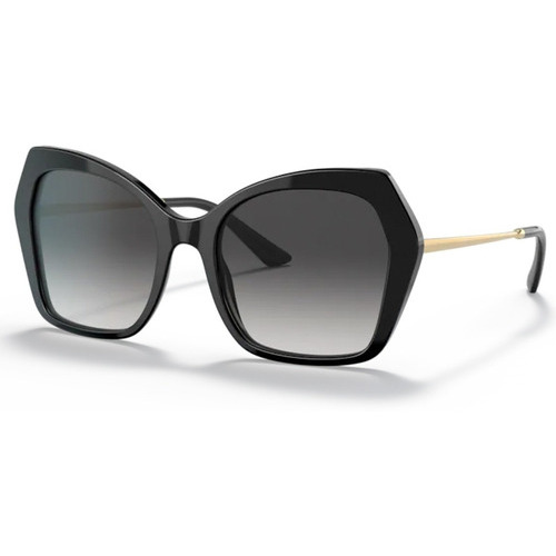 Gafas de sol, Dolce & Gabbana, Dg4399 501/8g, 56 colores, negro, color de la montura: negro, color de varilla, color dorado de la lente, gris, degradado, diseño de mariposa