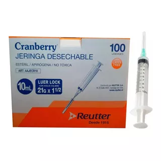 Jeringa Desechable Luer Slip 10cc 21g X 1 1/2 Caja 100 Unid