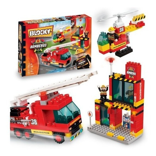 Bloques Para Armar Blocky Bomberos 01-0651 160 Piezas En Caja