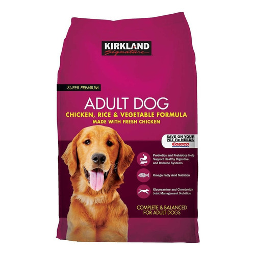 Alimento Kirkland Signature Super Premium para perro adulto sabor pollo, arroz y vegetales en bolsa de 18kg