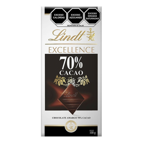 Barra De Chocolate Amargo 70% Cacao Excellence Lindt 100gr