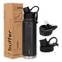 Termo Botella Termica Agua Acero Inoxidable Buffer 1l 3tapas Negro