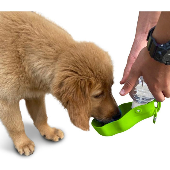 Perrísimo Bebedero Portátil Para Hidratar Tu Mascota 300 Ml Color Verde