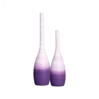 Vasos Decorativos De Cerâmica Garrafas Tulipa Roxo E Branco