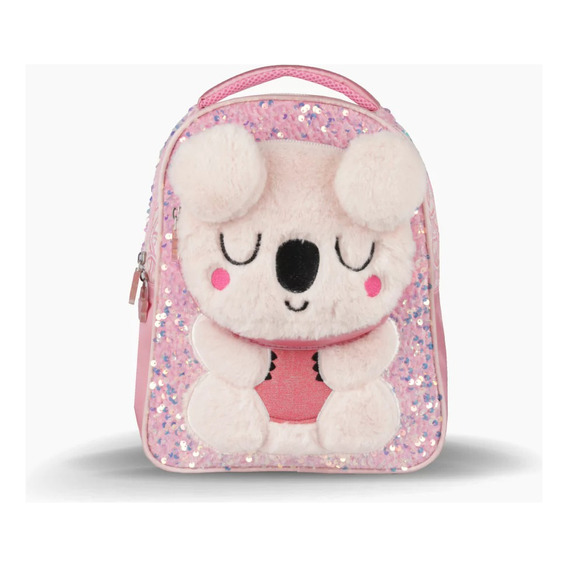 Mochila Espalda 12 Pulgadas Furry Pets Koala Footy Color Rosa