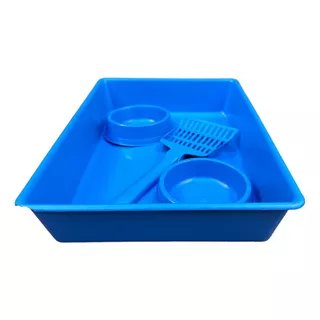 Kit Bandeja Sanitaria Para Gatos Con Pala Y 2 Platos