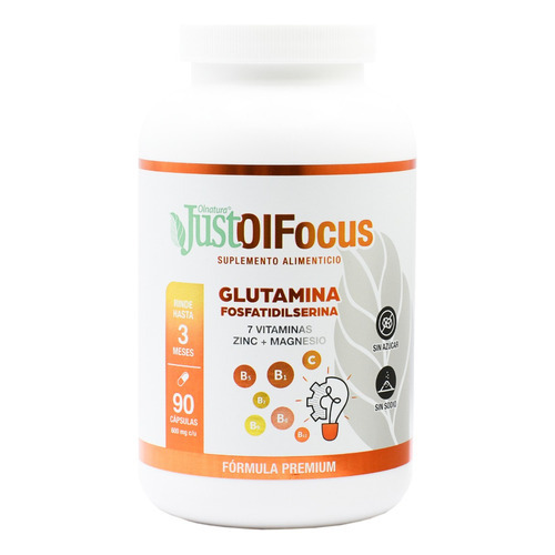 Justolfocus 90 Cápsulas De Glutamina + 7 Vitaminas Sabor Sin Sabor