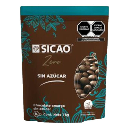 Chocolate Amargo Para Derretir Sin Azúcar Sicao Zero 1kg