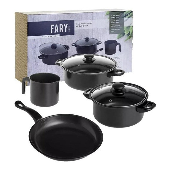 Set Olla Cacerola Sarten Jarro Fary Home 6 Pzas Bateria Bz3