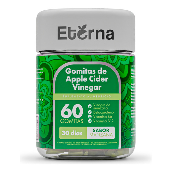 Vinagre De Manzana Eterna Nutrition 60 Gummies, Gluten Free/vegana/sin Azucar