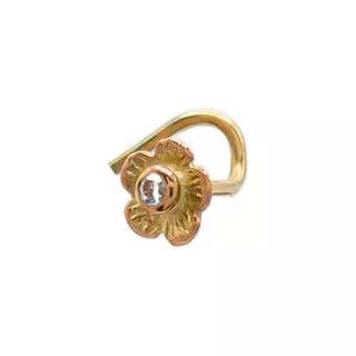 Piercing Aro Nariz Nostril Oro Rosa 18k Flor Cubic Copawa 