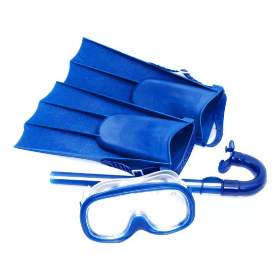 Set De Buceo Infantil Con Snorkel Máscara Y Patas De Rana Color Azul