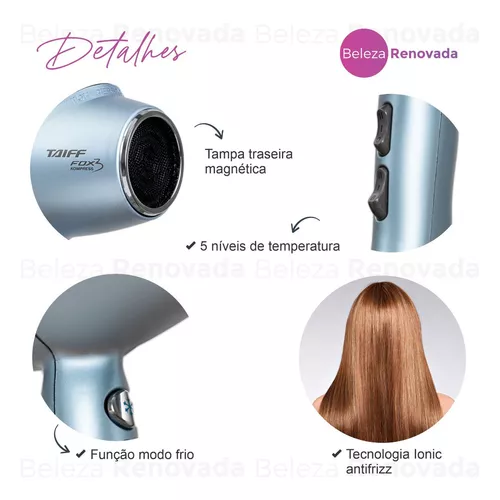 Secador de cabelo Taiff Diamante Fox Íon 3 soft rose 220V - 230V