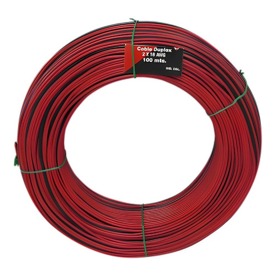 Cable Dúplex Polarizado 2x18 Rojo/negro Aleación X 100 Mts 