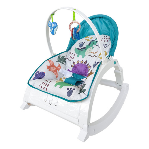 Bouncer Silla Mecedora Para Bebé Aeiou Hb53 Musical 2 En 1 Color Azul Dino