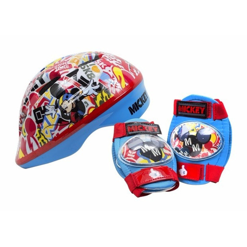 Casco Codera Y Rodillera Mickey Lic Oficial Ajustable